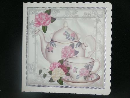 Pretty Teapot and Cup with Country Roses 8x8 by Susan Smith