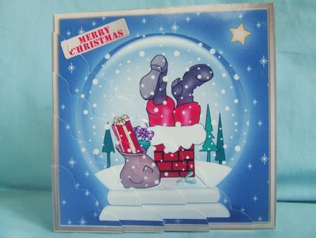 Santa Got Stuck Xmas Snowglobe Scallop Corner Side Stacker by Susan Smith