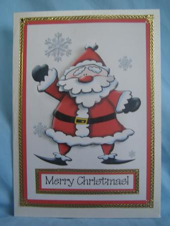 Waving Santa Decoupage Quick Card Front by Susan Smith
