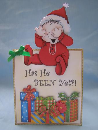 Has He Been Yet?! - Vertical Foldback with Decoupage by Susan Smith