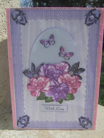 Pink and Purple Flowers with Billowing Lace by Susan Smith