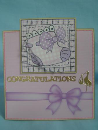 Baby Bootee Easy Over the Edge Card N Spiral Pyramid by Susan Smith