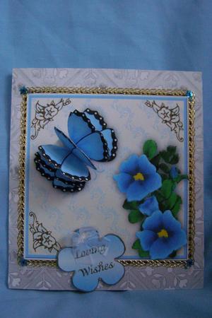 3D Butterfly 'n Bloom in Blue and Card Front by Susan Smith