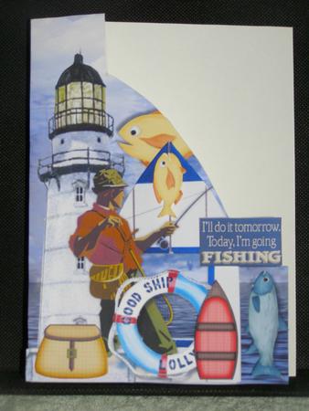 Shaped Card Male Card Gone Fishing by Susan Smith