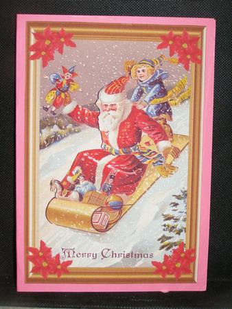 Christmas Santa in the Snow Decoupage Topper by Susan Smith