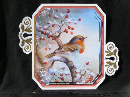 Red Robin Fancy Emerald Decoupage Card Mini Kit by Susan Smith
