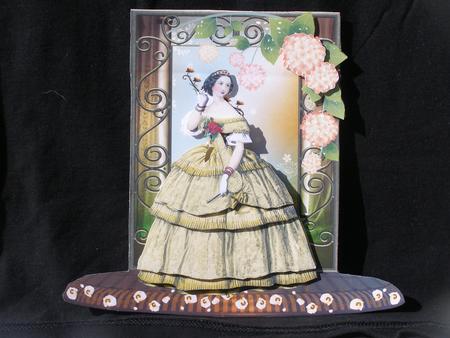 Victorian Golden Lady Pedestal Shaped Card by Susan Smith