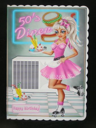 50's Diner with Girl on Roller Skates by Susan Smith