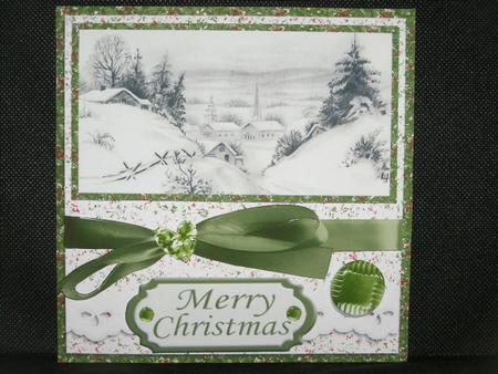 Vintage Snow Scene Christmas Green Colour Theme by Susan Smith