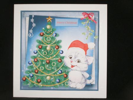 Kittens Christmas Tree 7x7 Card by Susan Smith
