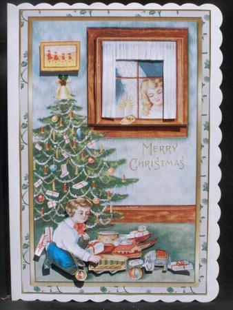 Christmas Presents Decoupage Card Front by Susan Smith