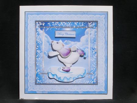Polar Bear Skating in the Moonlight 7x7 Card by Susan Smith