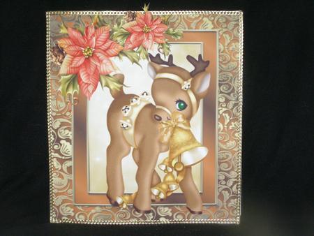 Beautiful Gold Reindeer with Poinsetta 8x8 by Susan Smith
