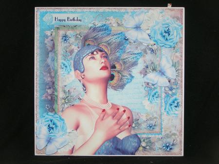 Blue Deco 8x8 Card Topper by Susan Smith