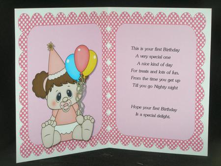 1st Birthday Baby Girl Insert by Susan Smith
