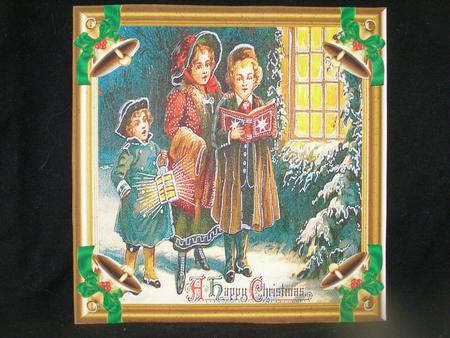 Christmas Carols 6x6ins Decoupage Vintage Topper by Susan Smith