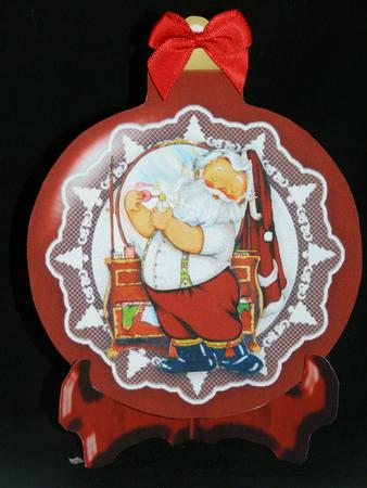 Bauble Shaped Plate Card with Santa Decoupage by Susan Smith