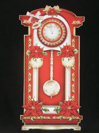 Red Vintage Christmas Clock Card Kit by Susan Smith