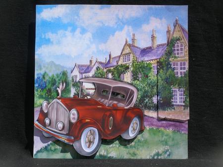 Lovely Mansion with Drive and Vintage Red Car Kit by Susan Smith