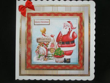 Santa at the North Pole 7x7 Card with Decoupage by Susan Smith