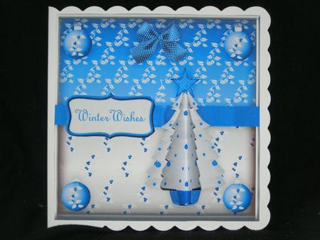 3D Christmas Tree Embellishment in Blue and White by Susan Smith