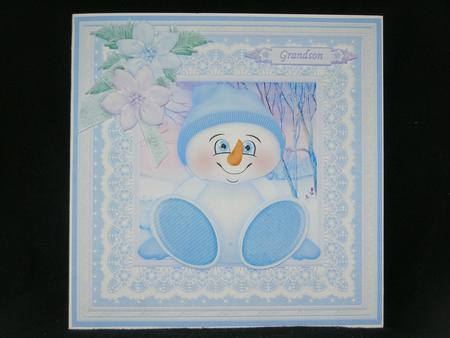 Snowman Baby Blue 8x8 Christmas Mini Kit Flowers Optional by Susan Smith