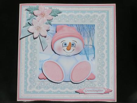 Snowman Baby Pink 8x8 Christmas Mini Kit Flowers Optional by Susan Smith