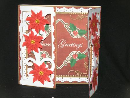 Red Poin Seasons Greetings Fancy Swirl Gatefold Card & E Kit by Susan Smith
