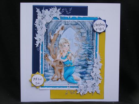 Snow Goddess Decoupage Card Topper by Susan Smith