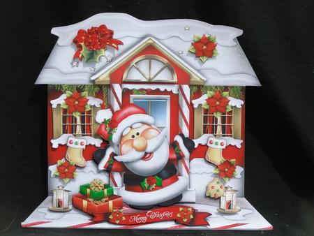 Winter Christmas House with Santa Card by Susan Smith