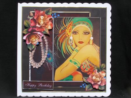 Pearl Rose Art Deco Lady with Decoupage by Susan Smith
