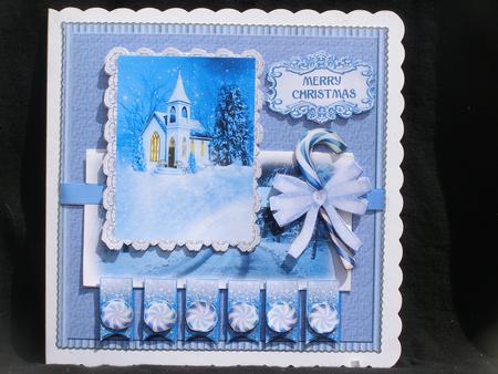 Blue Christmas Card Front Plus Bonus Gift Tags by Susan Smith