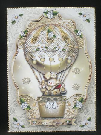 Christmas Golden Hot Balloon with Snoweman by Susan Smith