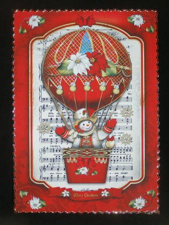 Christmas Red Hot Balloon with Snowman by Susan Smith