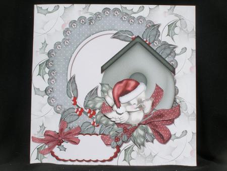 Cute Christmas Bird 8x8 Square Card and Decoupage by Susan Smith