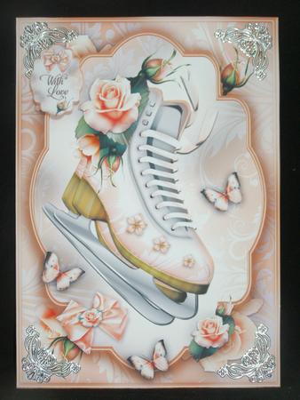 Vintage Skates with Peach Roses Card Kit by Susan Smith