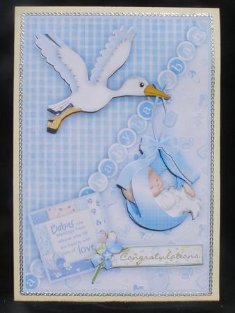 New Baby Boy & Stork Topper and Decoupage by Susan Smith