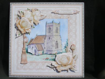 Church and Roses Wedding Christening 8x8 Decoupage Mini Kit by Susan Smith