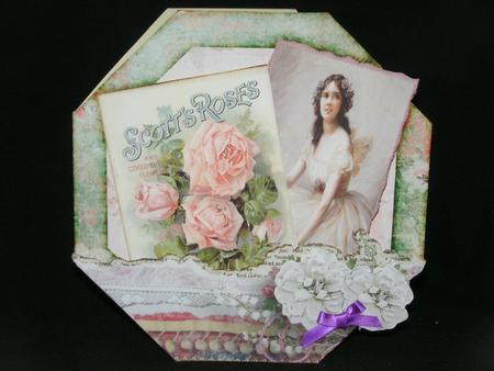Shaped Card Vintage Rose Romance 350 by Susan Smith