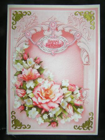 Deep Pink Roses Bouquet on an Arched Frame Decoupage by Susan Smith
