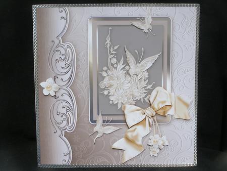 Embossed Pearlised Flowers & Butterflies 8in x 8in Decoupage by Susan Smith