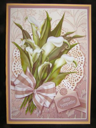 Calla Lilies Bouquet on a Broiderie Anglaise Mat Sympathy by Susan Smith