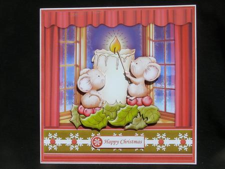 Candlelight Mice 8x8 Christmas Mini Kit with Decoupage by Susan Smith