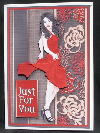 Lady in Red Decoupage by Susan Smith