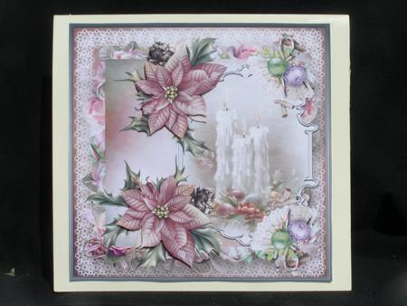Christmas Candles and Poinsettias 7x7 Card by Susan Smith
