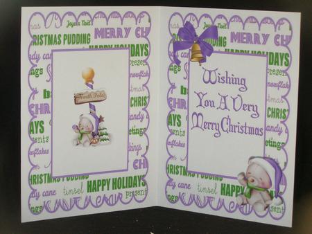 Teddy in Purple Santa Hat at the North Pole Insert by Susan Smith