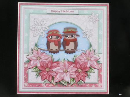 Christmas Owls & Poinsettia 8x8 Decoupage Mini Kit by Susan Smith