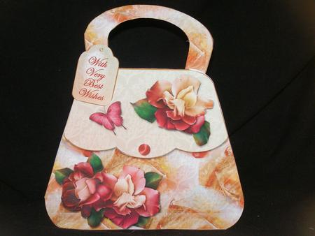 Rose Autumn Colours Handbag Shaped Card Kit by Susan Smith