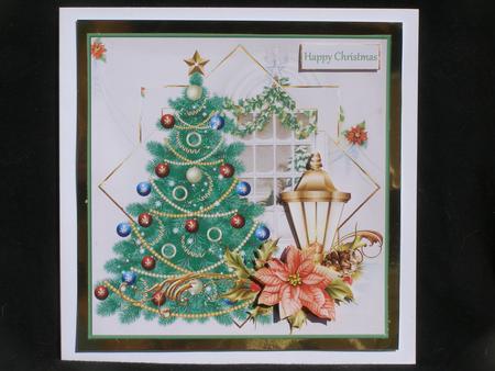 Christmas Tree Lights the Window7x7 Card with Decoupage by Susan Smith