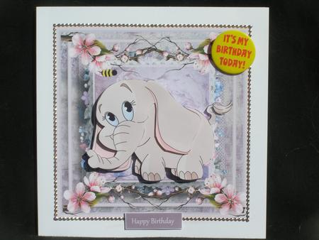 Flo the Elephant Mini Kit 7x7 Card with Decoupage by Susan Smith